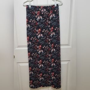 Free Press Women's Floral Print Maxi High Side Slit Straight Skirt Sz XS- Boho